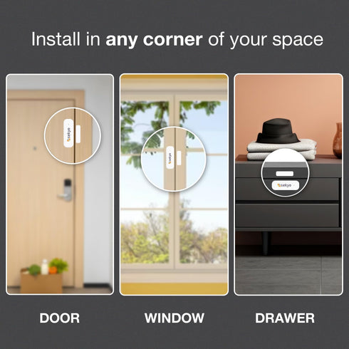 Smart Wifi Door Window Sensor Detector Alarm | Free App Alert, Works with Tuya Smart Life Devices, Compatible with Alexa, Google Home, Siri, Wirel...
