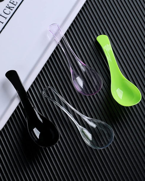 50 PCS Disposable Clear Plastic Spoons,Asian Soup Spoons,Chinese Spoons,tasting spoon,front dish spoon,Plastic Cutlery(Clear round bottom)...