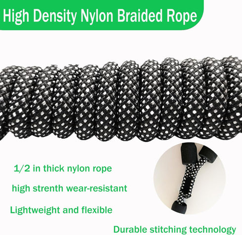 Heavy Duty Long Dog Leash 30 feet Long Leash for Dogs Outside, Reflective Long Dog Leash Long Line Dog Leash Check Cord Rope with Swivel Hook and ...
