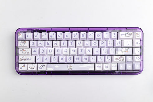 PBT Material Gradient Purple keycaps Cute Carton Magic Bunny Cherry Profile keycaps Set Purple Mechanical Keyboard keycaps Compatible with Cherry ...