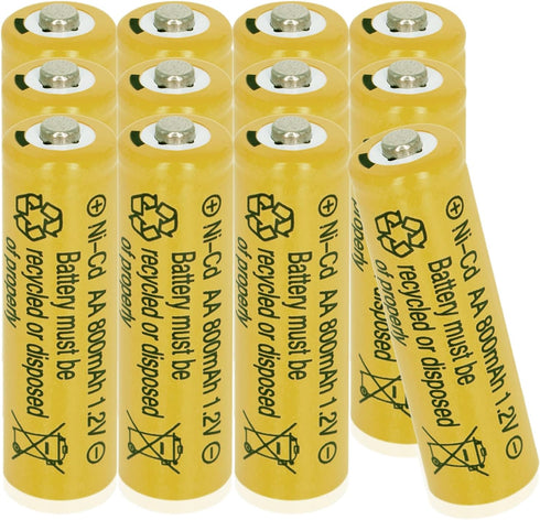 12 Packs 1.2V 800mAh NI-CD AA Rechargeable Batteries for Garden Landscaping Solar Lights, Security Lights...
