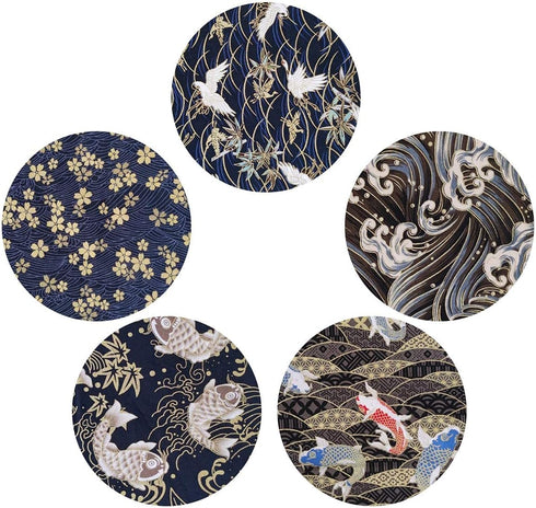 5PCS Cotton Pattern Fabric Fabric Bundles Small Flower Pattern Japanese Style Fabric for Crafts Sewing Quilting Patchwork Face Protection (Gold Pi...