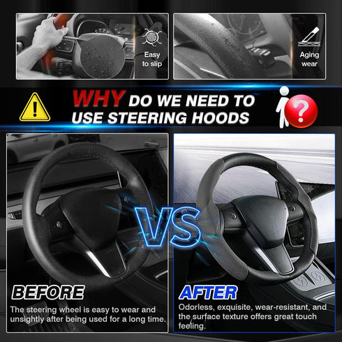 Custom-Fit for Tesla Steering Wheel Cover, Tesla Model Y / 3 Suede Steering Wheel Cover, Non-Slip, Breathable, Durable, Tesla Model Y / 3 Accessor...