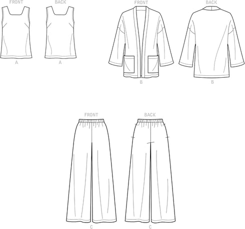 Simplicity Misses' Jacket, Tank Top, and Pull-On Pants Packet, Code 9271 Sewing Pattern, Sizes 18-26, White...