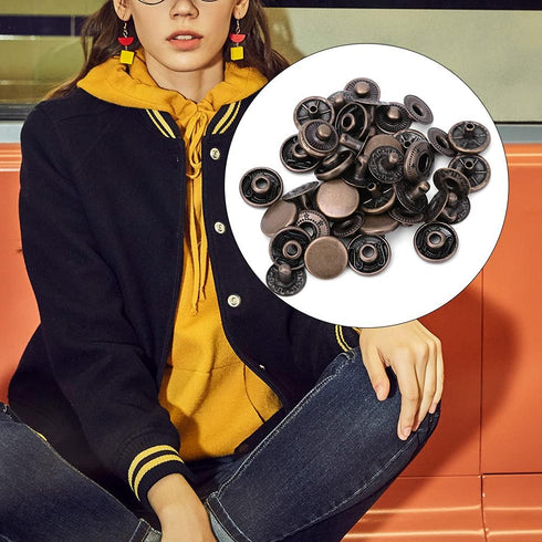 50 Sets Heavy Duty Leather Snap Fasteners Kit, Pure Brass Snap Buttons Metal Button Snaps Press Studs for Clothing, Leather, Jackets, Bracelets, B...