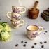 City to Cottage Handcrafted Cream Lavender Floral Espresso Cups - Set of 4, Perfect for Espresso Machine and Coffee Maker...