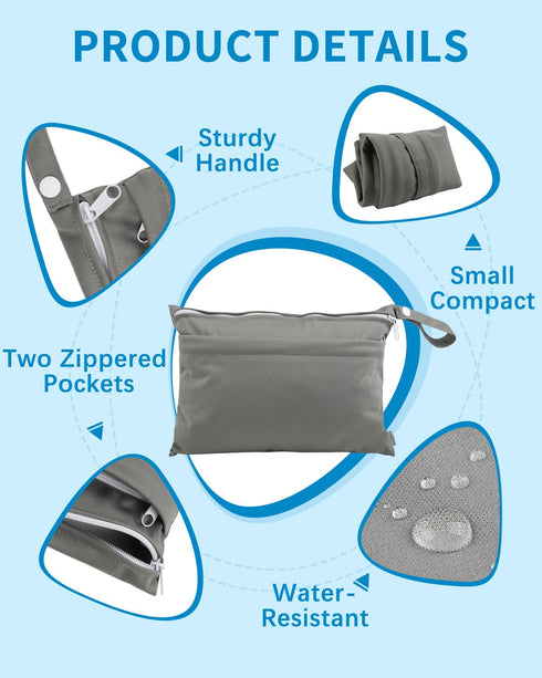 babygoal Wet Dry Bags for Baby Cloth Diapers, Washable Travel Bags, Beach, Pool, Gym Bag for Swimsuits & Wet Clothes with Two Zippered Pockets 2 P...