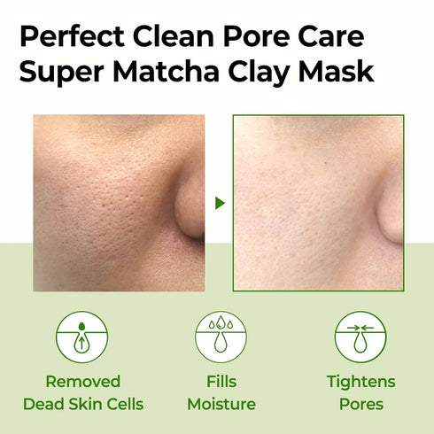 SOME BY MI Super Matcha Pore Clean Clay Mask - 3.52Oz, 100g - Made from Match Water for Sensitive Skin - Skin Moisturizing Effect with Sebum and P...