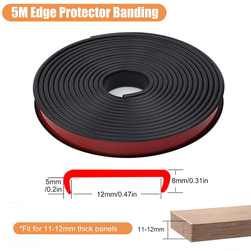 U Shape Edge Banding, Soft Self Adhesive Veneer Edge Banding 16.4Ft Countertop Edge Trim for Cabinets Table Sheet Metal Countertop Shelves Furnitu...