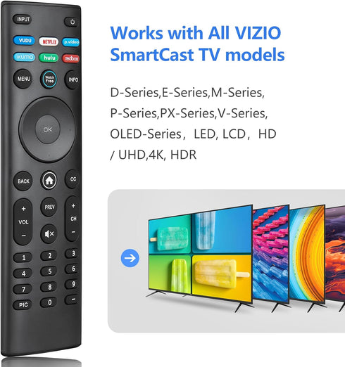 for VIZIO-Smart-TV-Remote-Replacement,Universal control XRT140 for VIZIO All LED LCD HD 4K UHD HDR Smart TVs...