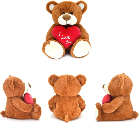 I Love You! 10'' Teddy Bear with Red Heart, Soft Plush Bear Doll Stuffed Animal Toys Valentines Day Decor Gifts for Her/Girlfriend Lover Mom Kids ...