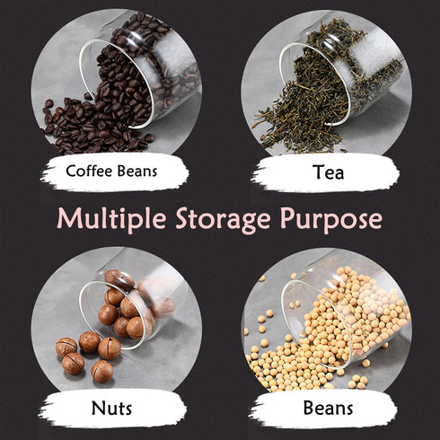 LOEZ Coffee Bean Storage Container Airtight, Lid Sealed with Press-Down Vacuum, Borosilicate Glass Coffee Canister, Food Storage, Coffee Barfor Gr...