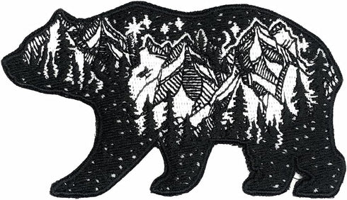 California Bear with Mountains Stars Moon Outdoor Landscape Well Made Quality Sew/ Iron On 100% Embroidered Decorative Applique Patch for Hats Jac...