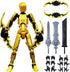 Pre Assembled Gold T13 Action Figure with Multiple Accessories,3D Printed Multi-Jointed Titan 13 Figure,Dummy 13 Desktop Decorative Toy...
