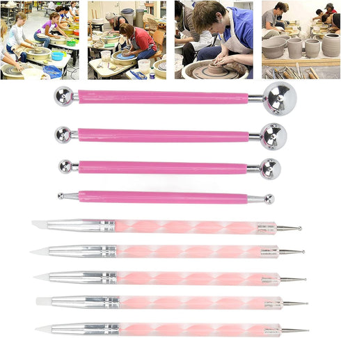 9Pcs Dotting Tools,Clay Sculpting Tools Embossing Ball Stylus Set Tracing Pens DIY Clay Indentation Tool for Rock Painting, Pottery Clay Modeling ...