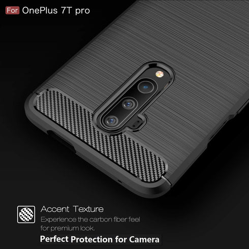 Case Compatible with OnePlus 7T Pro Case, Carbon Fiber Texture Design Cover Anti-Scratch Shock Absorption Case for OnePlus 7T Pro (Black)...