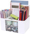 Plastic Pen Organizer, Multifunctional Desk Organizer with 2 Drawers, 4 Compartments & a Top Tray, Pencil Holder Desktop Organizers and Accessorie...