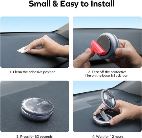 MOMAX Magsafe Car Mount, N52 Magnetic Car Phone Mount, 905° Rotation Cell Phone Mount for Dashboard Windshield, Phone Holder Mount Fit for iPhone ...