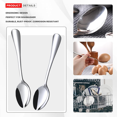 HANSGO 12PCS Dinner Spoons Set, Stainless Steel Coffee Spoons Tea Spoons Silverware for Home Kitchen Restaurant Dishwasher Safe...