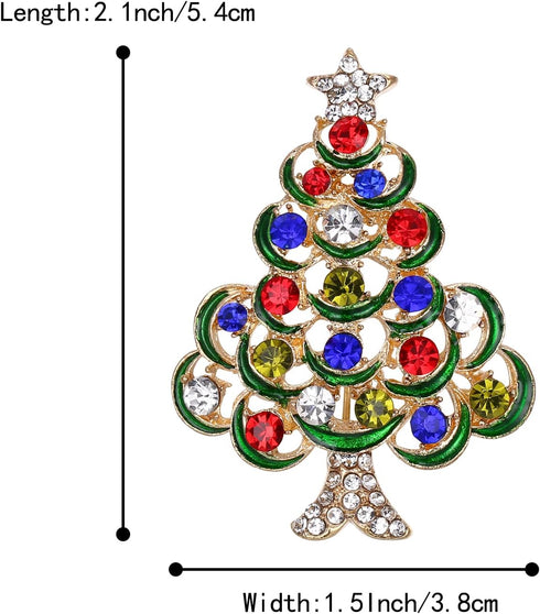 BriLove Women's Vintage Inspired Crystal Merry Christmas Holiday Wreath Brooch Pin...