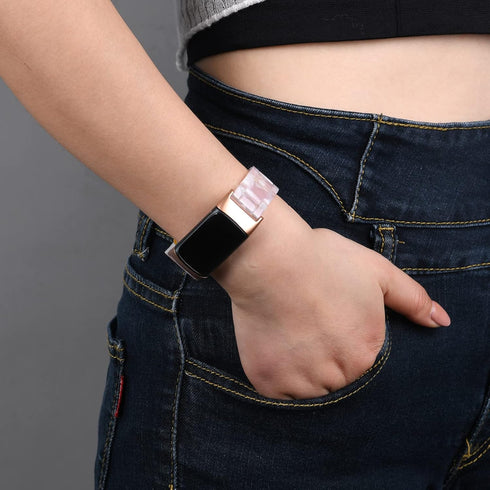 Wongeto Resin Bands Compatible for Fitbit Charge 6 /Charge 5 Band,Women Men Resin Replacement Wristband Strap Blacelet for Fitbit Charge 6 (Pink F...