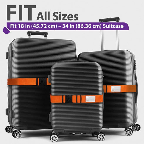 Fosmon Luggage Straps for Suitcases (2 Pack), Travel Belts with Adjustable Strap, Buckle and Identifiers, Luggage Connector Luggage Wrap, Essentia...
