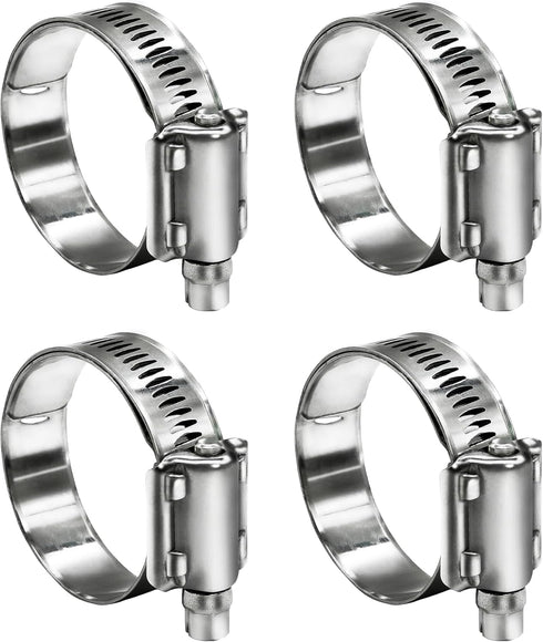 4 Pack Heavy Duty Worm Hose Clamp, Adjustable Range 1"-1 3/4" (25-45mm) 304 Stainless Steel Worm Gear Drive Hose Clamps for Water Pipe, Plumbing, ...