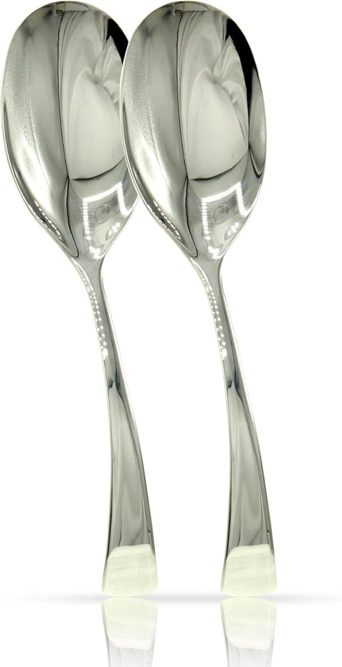 Large Buffet Serving Spoons - MIJIG Set of 2 Custom Designed Mirror-Polished Stainless-Steel Utensil Set for Homes, Hotels & Party Planners – Dinn...