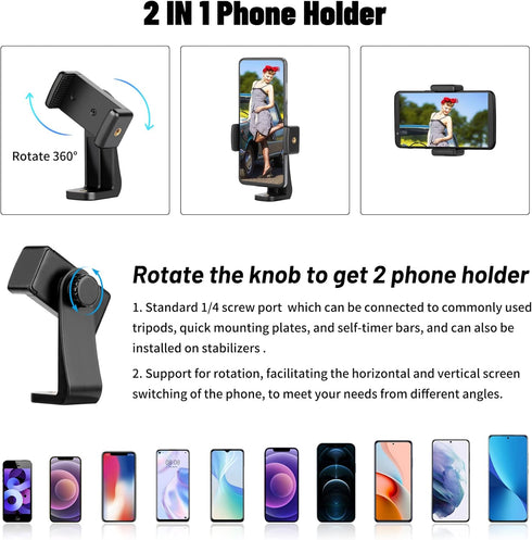 Phone Tripod Mount Adapter with Adjustable Gooseneck and Remote, Flexible Arm Universal Cell Phone Holder Compatible with iPhone Android Phones fo...