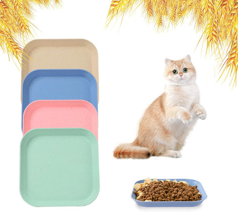 Whisker Fatigue Relief Cat Bowl, 6 Inch Shallow Cat Food Dish Cat Wet Feeding Bowls Wide and Small Pet Plate for Kittens and Short Legged Cat (4Pc...