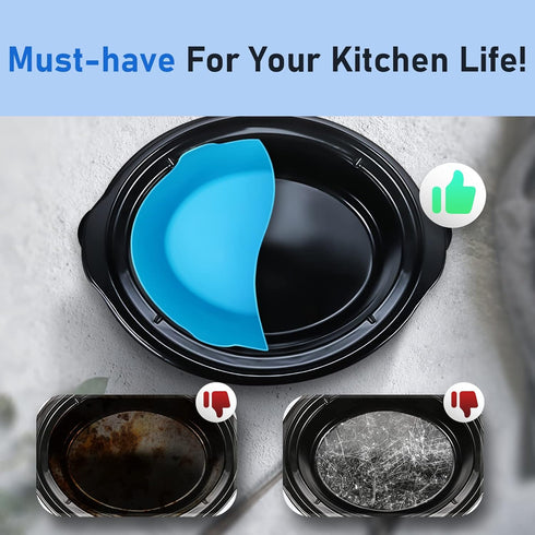 Slow Cooker Liners Compatible for Crock Pot 6 Quart, 2Packs Silicone Cooking Liners Reusable, Dishwasher Safe, BPA Free (Grey+Blue)...