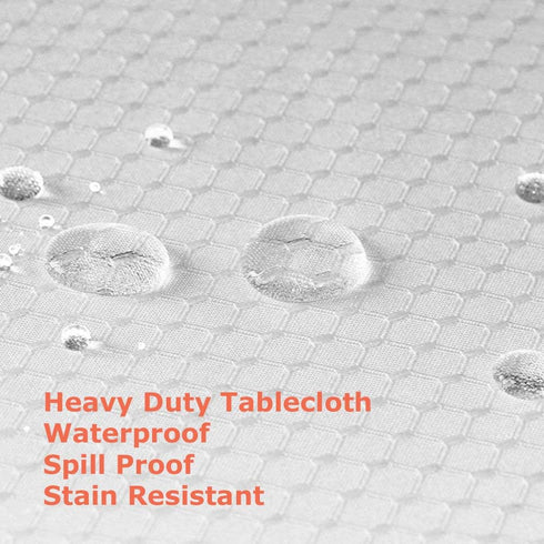 Tektrum Heavy Duty 70 inch Round Elegant Waffle Weave Check Jacquard Tablecloth Table Cover - Waterproof/Stain Resistant/Spill Proof - Great for D...