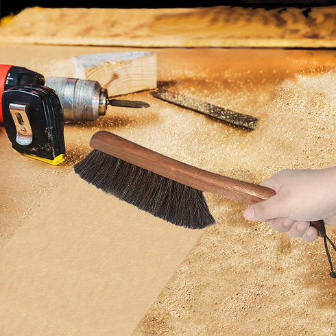 Counter Brush for Furniture, Drafting, Patio, Bed, Fireplace, Woodworking Cleaning, Horsehair Bristles Duster Wooden Handle Shop Brush, Hand Broom...