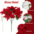 Homcomoda Christmas Red Artificial Flower Faux Poinsettia Bush Fake Flowers for Holiday Wedding Home Decoration 7 Heads 4 Bouquets...