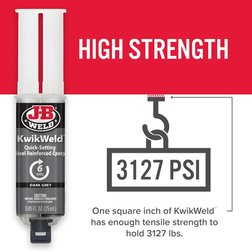 J-B Weld 50176 KwikWeld Steel Reinforced Epoxy Syringe - Dark Grey - 25 ml,Black...
