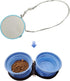 Portable Collapsible Foldable Expandable Double Large Silicone Pet Dish Bowls with Carabiner & Shoulder Strap, for Travel, Hiking and Camping, Fee...