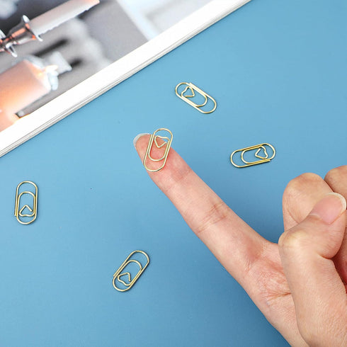 150 Pcs Gold Heart Paper Clips 0.78" 20mm Cute Mini Paperclips Binder Clip for Office School Supplies Document Organizing Metal Letter Holder Heav...