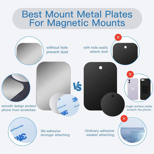 OWLKELA Mount Metal Plate for Phone Magnet Car Mount Holder Cradle with Adhesive, Universal Replacement Sticker Compatible with Magnetic Mounts - ...