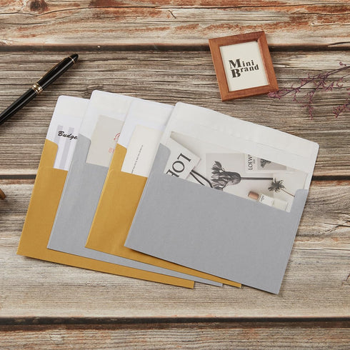 50 Pieces Metallic Color Self Seal Envelopes for Greeting Cards, Invitations, Postcards (Silver, 4x6)...