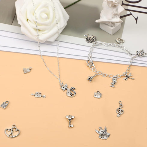SANNIX 200Pcs Bulk Jewelry Making Charms Tibetan Antique Silver Gold Charm Pendants for DIY Bracelet Necklace Making Crafts...