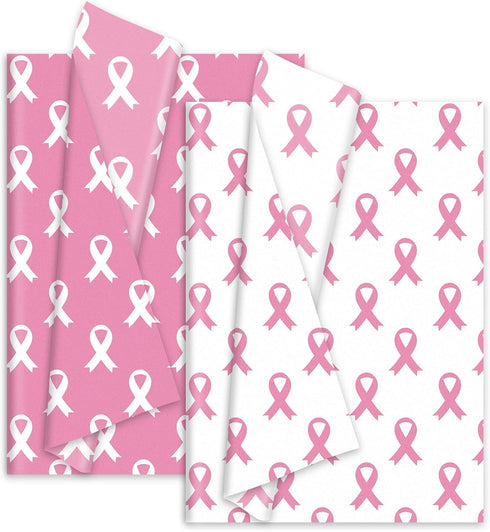 Whaline 100Pcs Pink Ribbon Tissue Paper Breast Cancer Awareness Wrapping Paper Pink Packaging Paper DIY Art Craft Paper for Charity Home Birthday ...