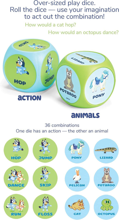 BLUEY Wackadoo Dice Imagination Act Out The Action Game | Family Game Night for All Ages | Creative and Engaging Fun for All Featuring Bluey and B...