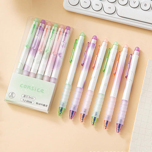 6 Pcs Erasable Gel Ink Pens Retractable Pens 0.5mm Blue Ink Pen Office School Pens Cute Aesthetic Pens Women Girls Pens (Blue Ink-Pastel)...