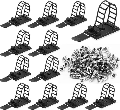 50Pcs Adhesive Cable Management Ties Extra Screw & Hole,Multi-Purpose Wire Organizer Adjustable Nylon Cable Straps Cord Holders for Home and Offic...