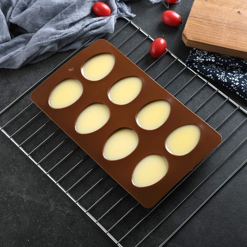 8 Cavity Silicone Egg Pan, Egg Tray, Egg Shape Ice Tray, Silicone Baking Supplies for Cake Decorating, Chocolate, Candy, Jello, Baking Pan for Muf...