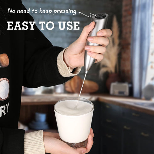 SIMPLETaste Milk Frother Handheld Battery Operated Electric Foam Maker, Drink Mixer with Stainless Steel Whisk and Stand for Cappuccino, Bulletpro...