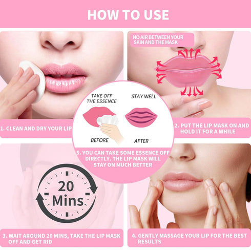 Lip mask, Collagen Moisturizing Lip Masks for Dry Lips, 32 PCS Hydrating Lip Plumping Mask for Chapped, Fine Lines, Lip Hydration Treatment, Lip M...