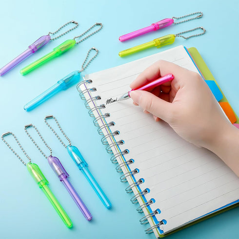 25 Pcs Mini Pens Ballpoint Bulk Pocket Colorful Mini Pen with Keyring Black Ink 1.0 mm Mini Keychain Pen for Badge Office School Teacher Classroom...