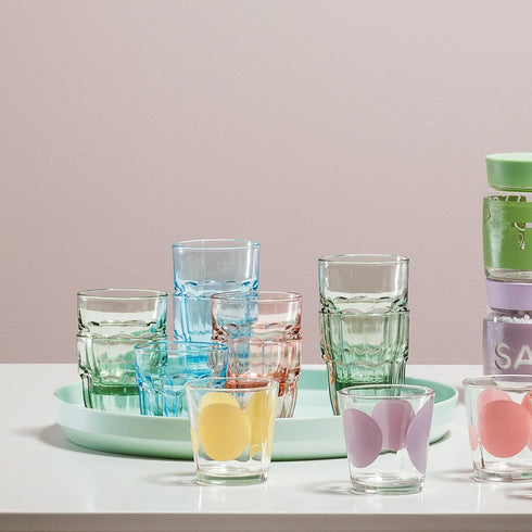 Bormioli Rocco Rock Bar 9.25 oz. Rocks Stackable Tempered Beverage Glasses for Cold Drinks, Water, and Cocktails, Set of 6, Mint Green...