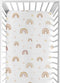 Sweet Jojo Designs Boho Rainbow Girl Fitted Crib Sheet Baby or Toddler Bed Nursery - Blush Pink Dusty Rose Gold Yellow Mauve Taupe Beige Tan Bohem...